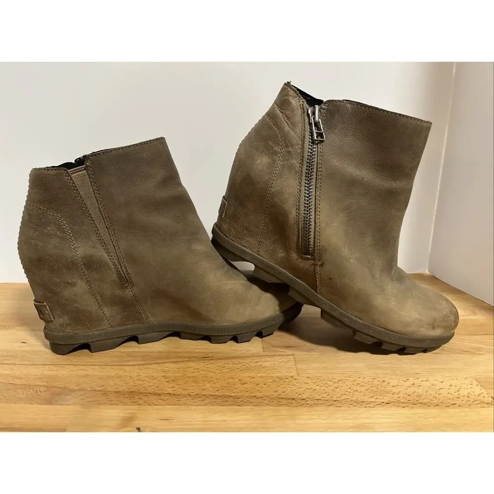 Sorel Boots Womens 9 Joan of Arctic II Wedge Brown Leather Booties - Picture 5 of 9